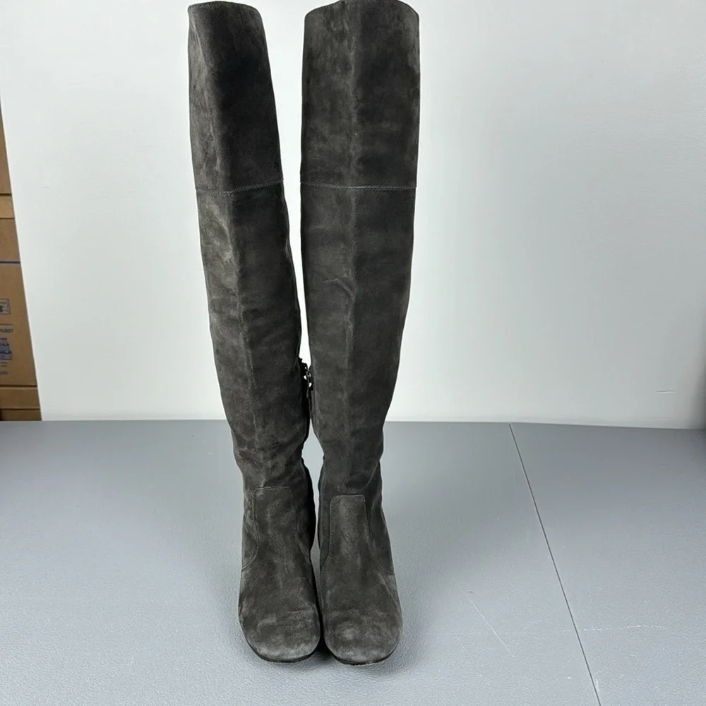 Frye Claude Over The Knee Boot in Smoke. Suede Finish. Size 7.